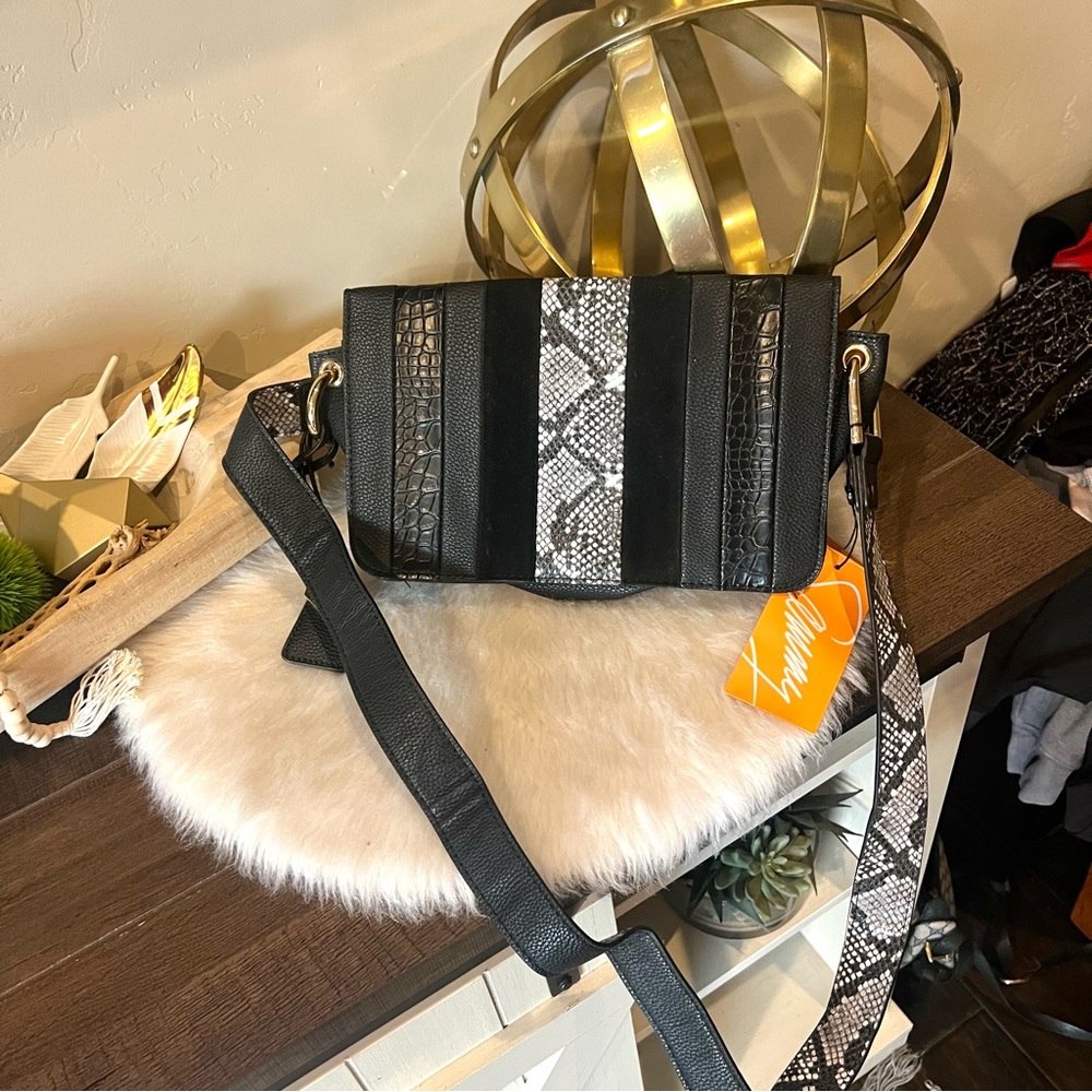 New with tags- Sammy leather purse black snakeskin.